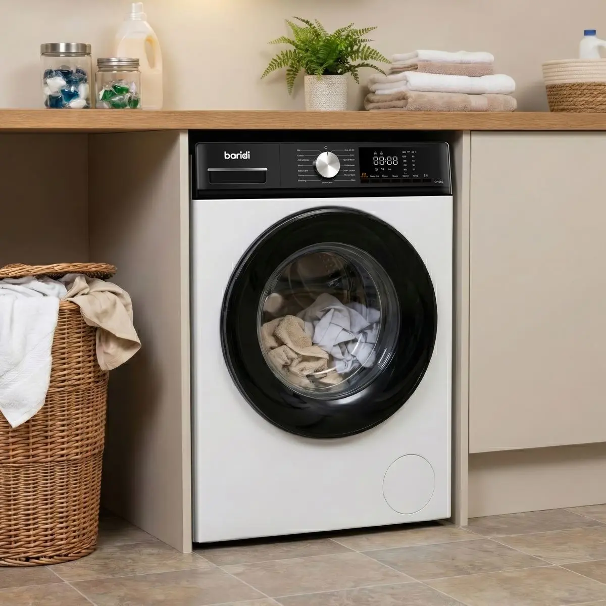 Baridi 8kg Washing Machine, Front Loading, 1400rpm Energy Rating A – White - Image 9