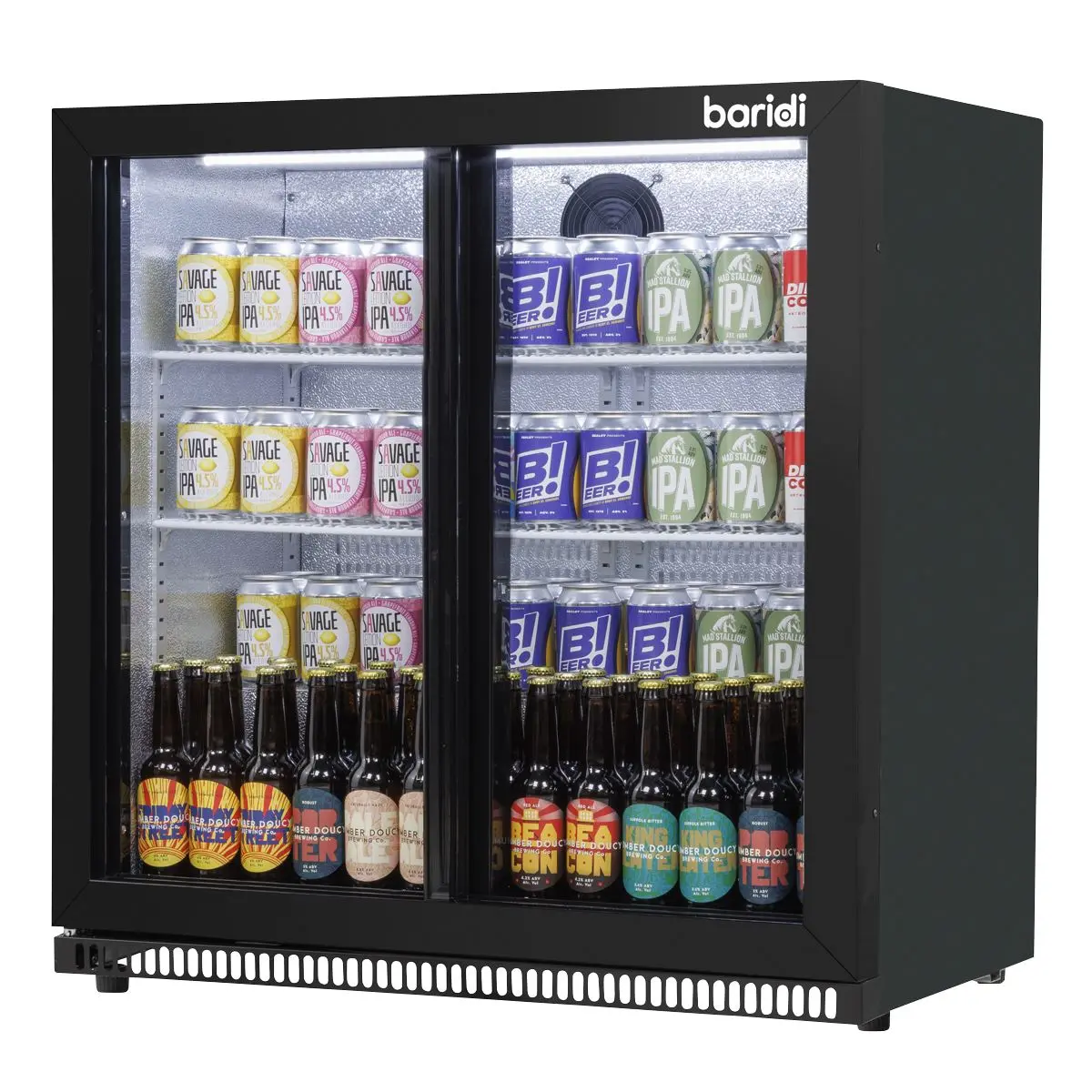 Baridi Back Bar Drinks Fridge/Cooler with Double Sliding Doors, 190L Capacity - Image 5