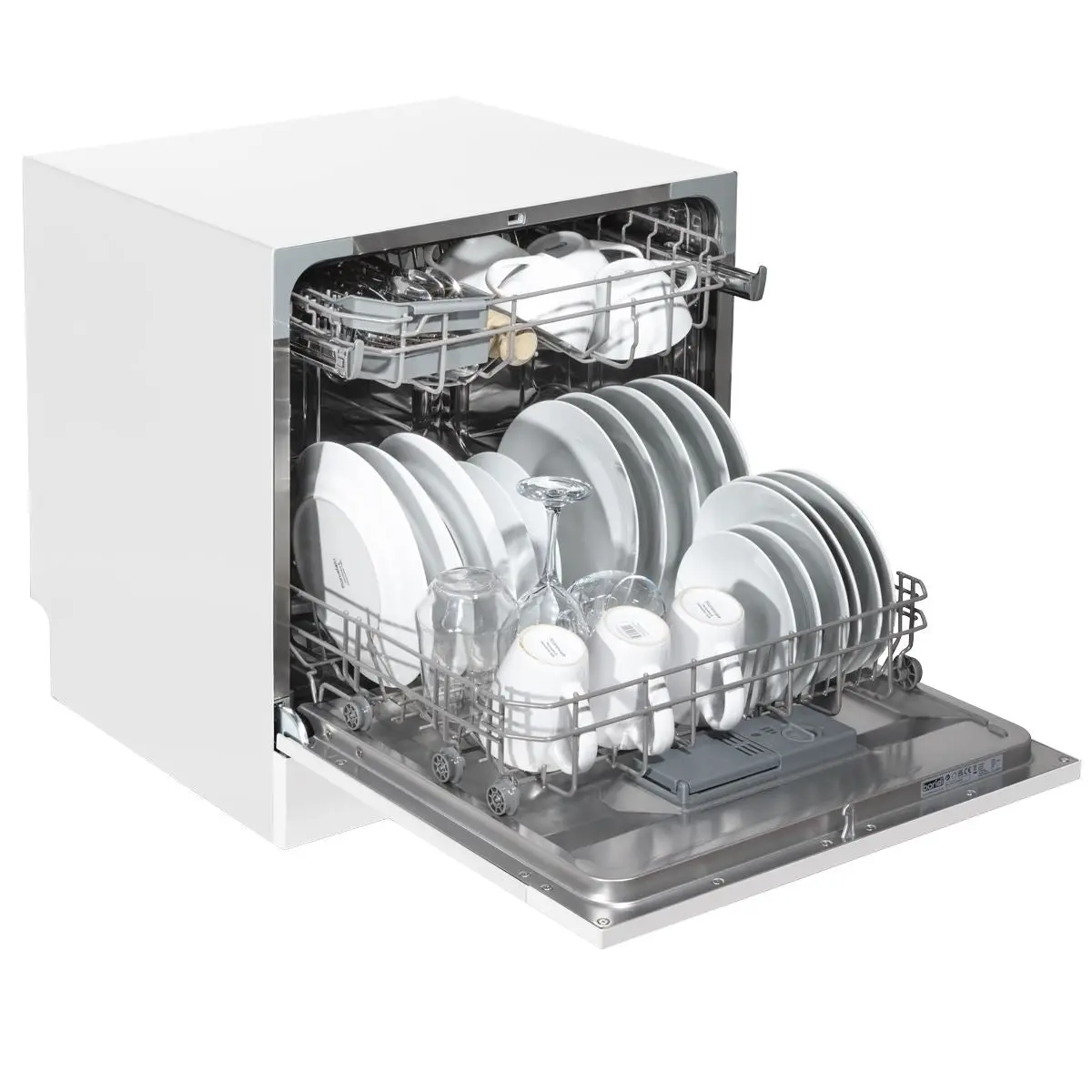 Baridi Compact Tabletop Dishwasher 8 Place Settings, 6 Programmes, Low Noise, 8L Cycle, Start Delay - White - Image 9