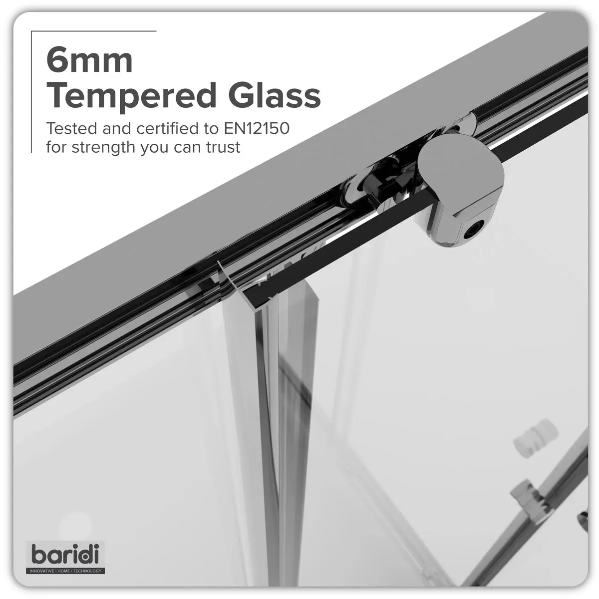 Baridi Corner Shower Entry Enclosure 1000 x 800 x 1850mm with 6mm Tempered Glass - Chrome - Image 6