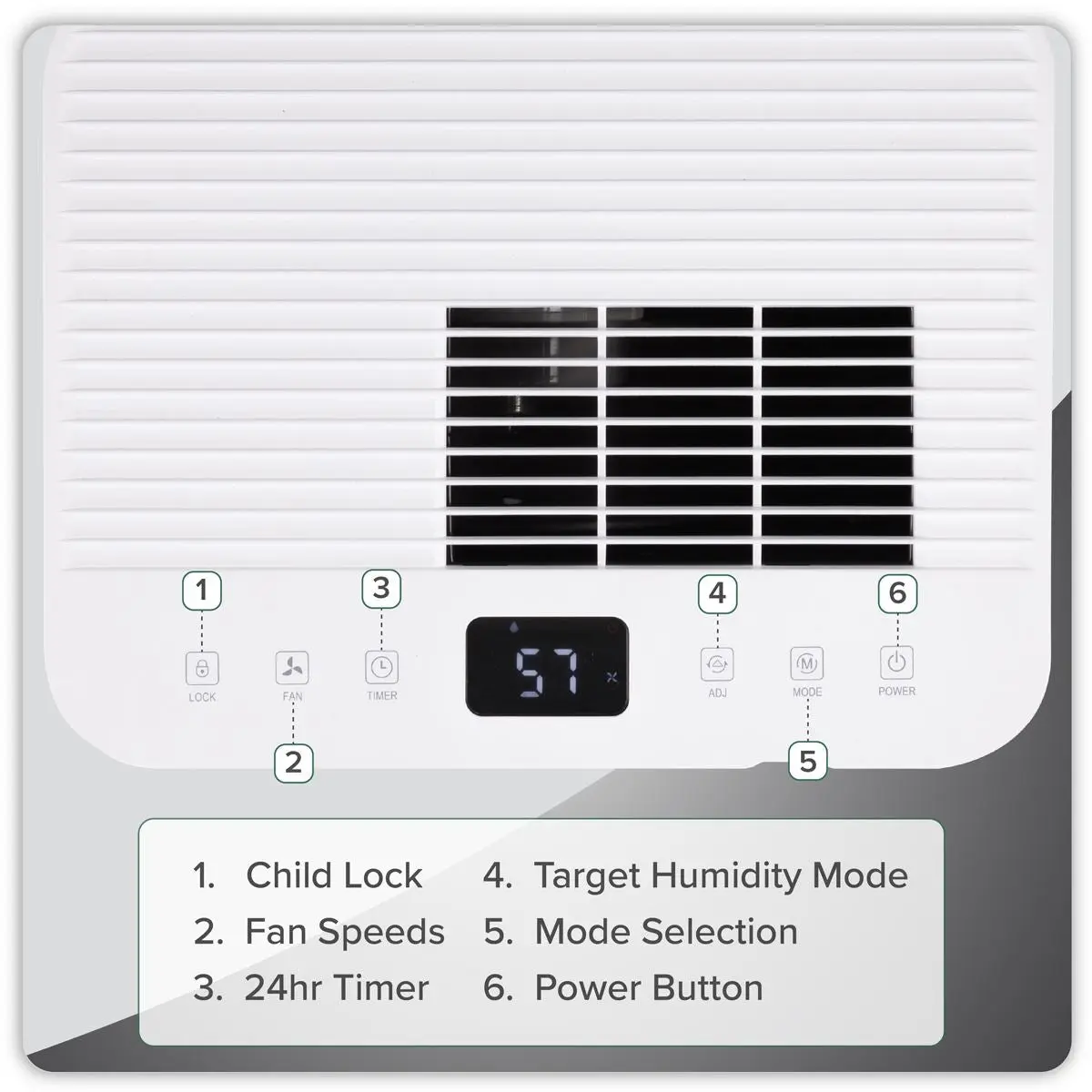 Baridi Dehumidifier with Digital Display & 24hr Timer 20L - White - Image 15