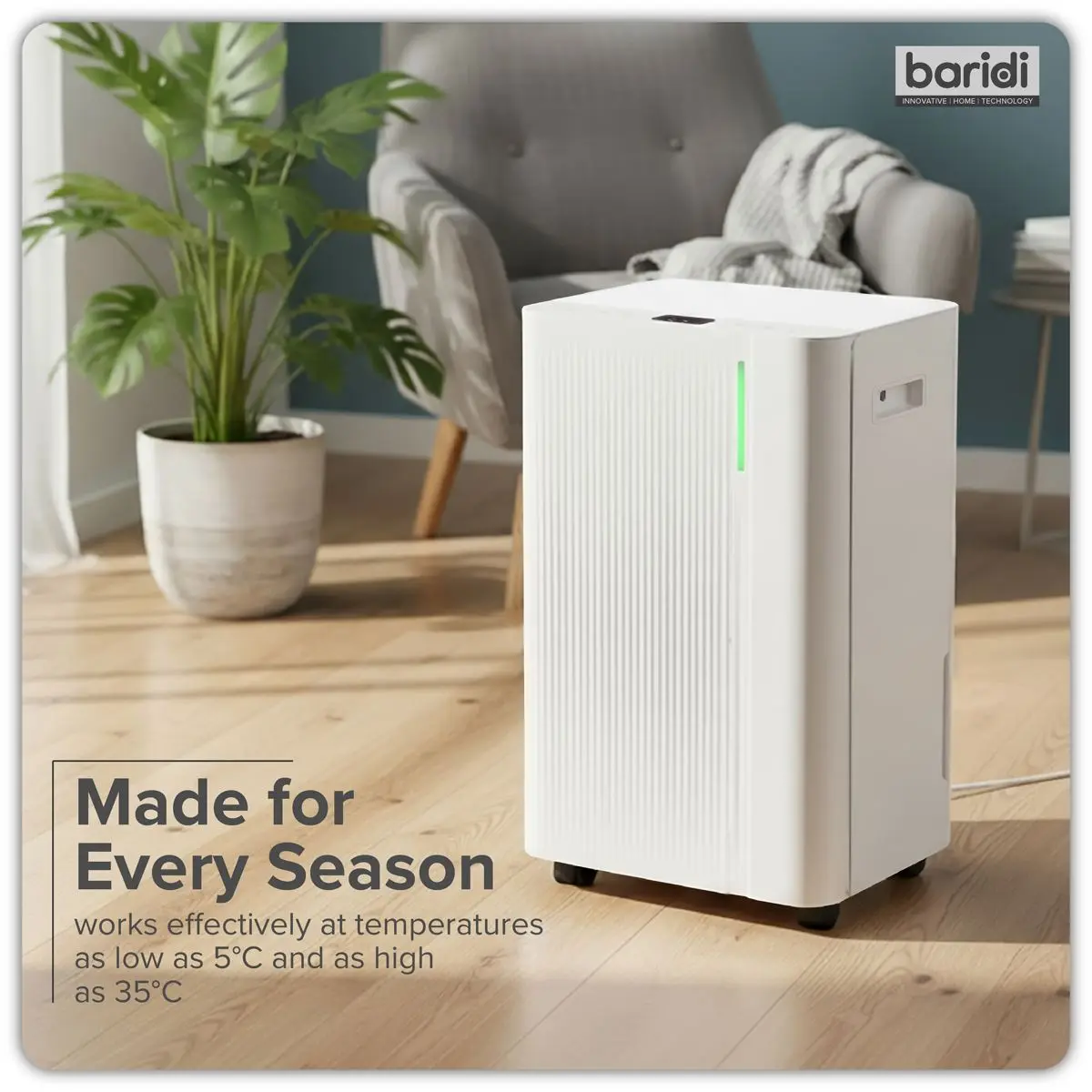 Baridi Dehumidifier with Digital Display & 24hr Timer 20L - White - Image 17