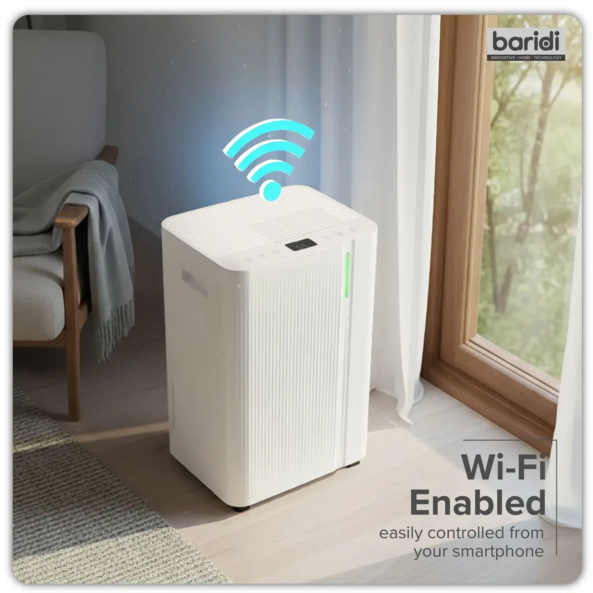 Baridi Dehumidifier with Digital Display & 24hr Timer 20L - White - Image 3