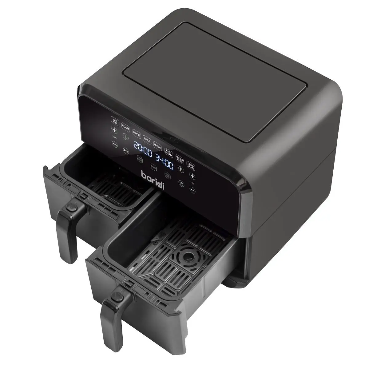 Baridi Dual Zone Air Fryer 8L with 8-in-1 Functions Touch Controls, Easy-Clean, Black - DH172 - Image 2
