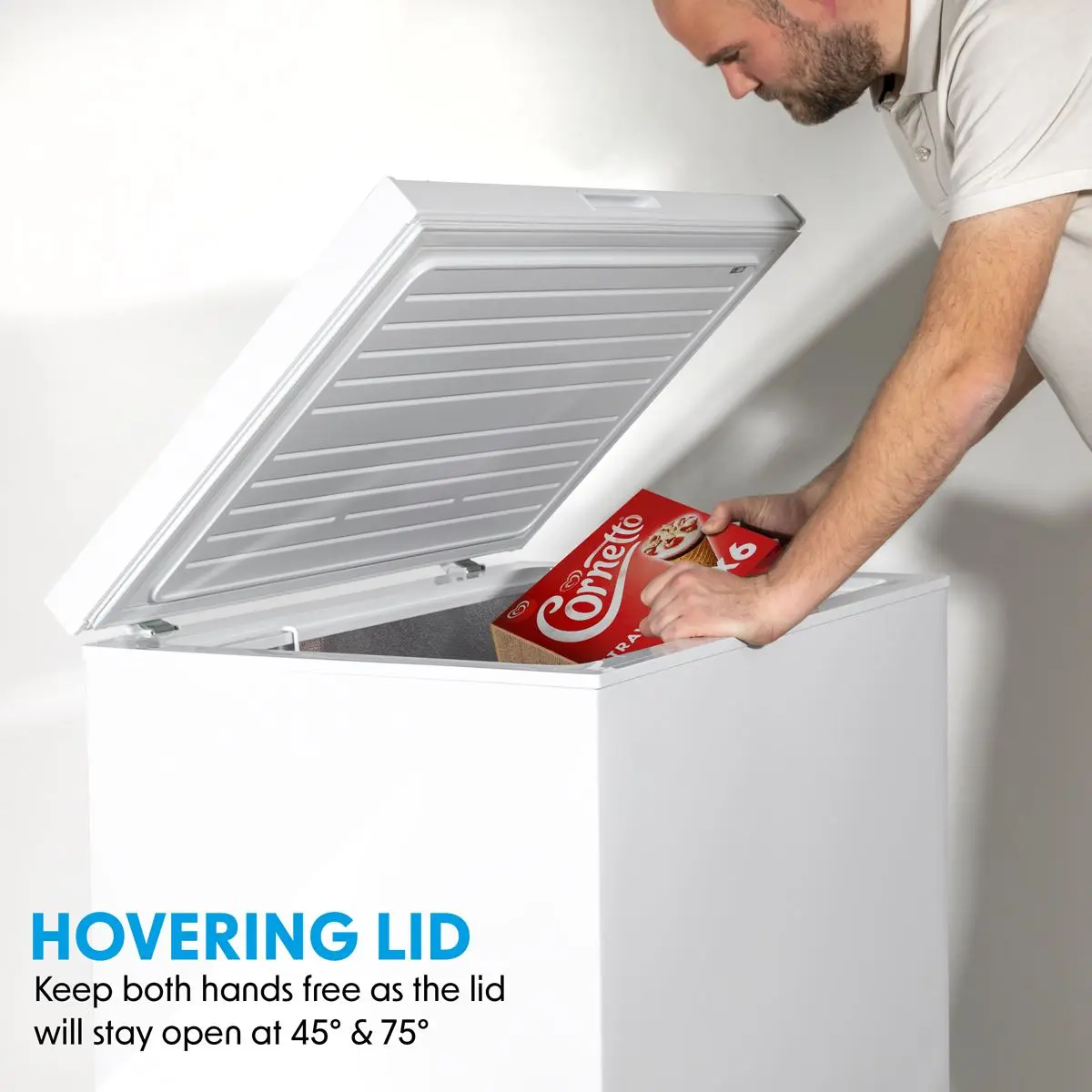 Baridi Freestanding Chest Freezer, 142L Capacity, Garages and Outbuilding Safe, -12 to -24°C Adjustable Thermostat with Refrigeration Mode, White - Image 9
