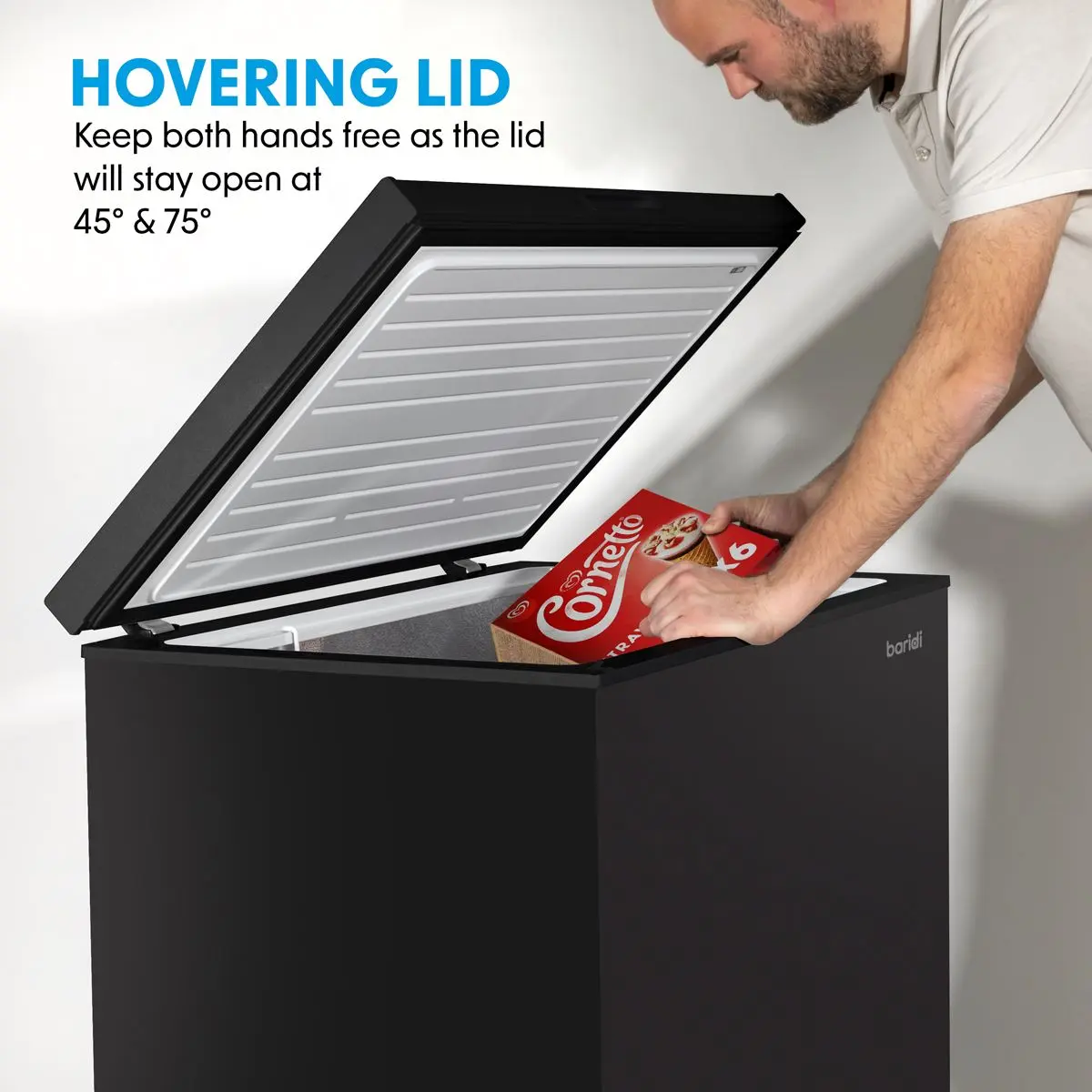 Baridi Freestanding Chest Freezer, 199L Capacity, Garages and Outbuilding Safe, -12 to -24°C Adjustable Thermostat with Refrigeration Mode, Black - Image 7