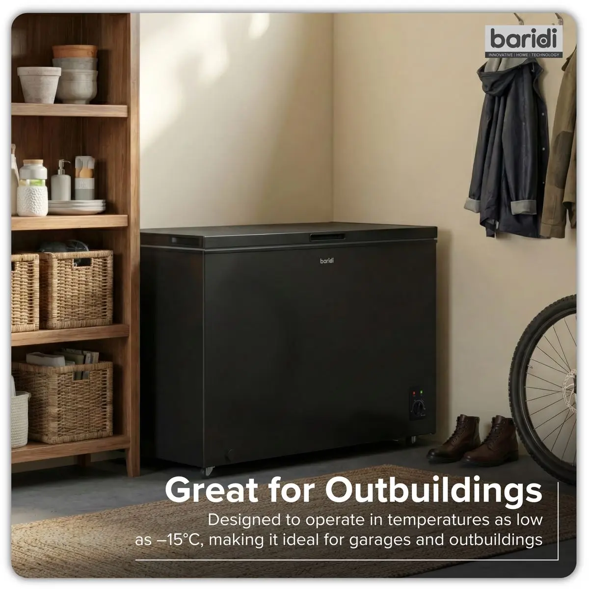 Baridi Freestanding Chest Freezer 299L Capacity - Black - Image 4