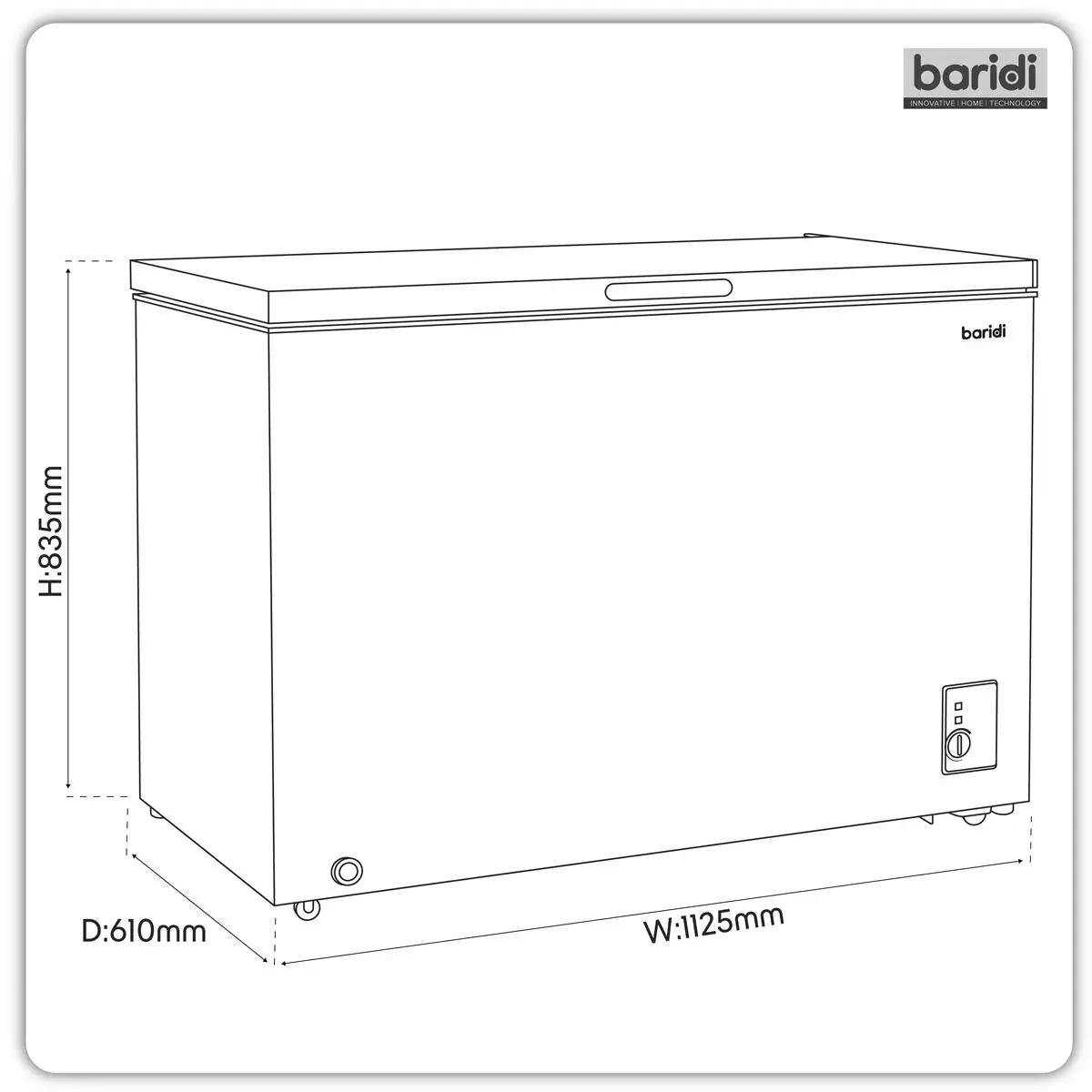 Baridi Freestanding Chest Freezer 299L Capacity - Black - Image 8