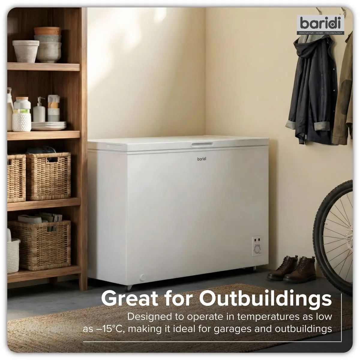 Baridi Freestanding Chest Freezer 299L Capacity - White - Image 9