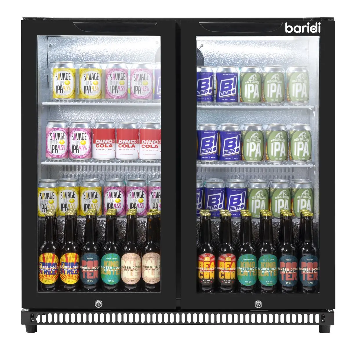 Baridi Hinged Double Door, Back Bar Drinks Fridge/Cooler, 190L Capacity - Image 2