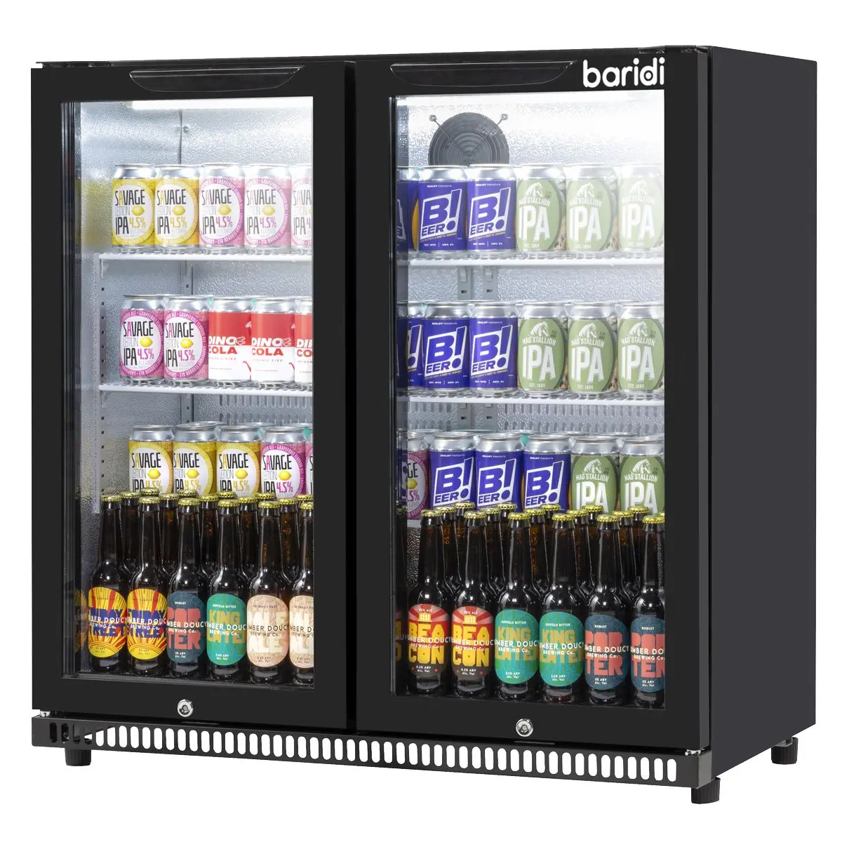 Baridi Hinged Double Door, Back Bar Drinks Fridge/Cooler, 190L Capacity - Image 5