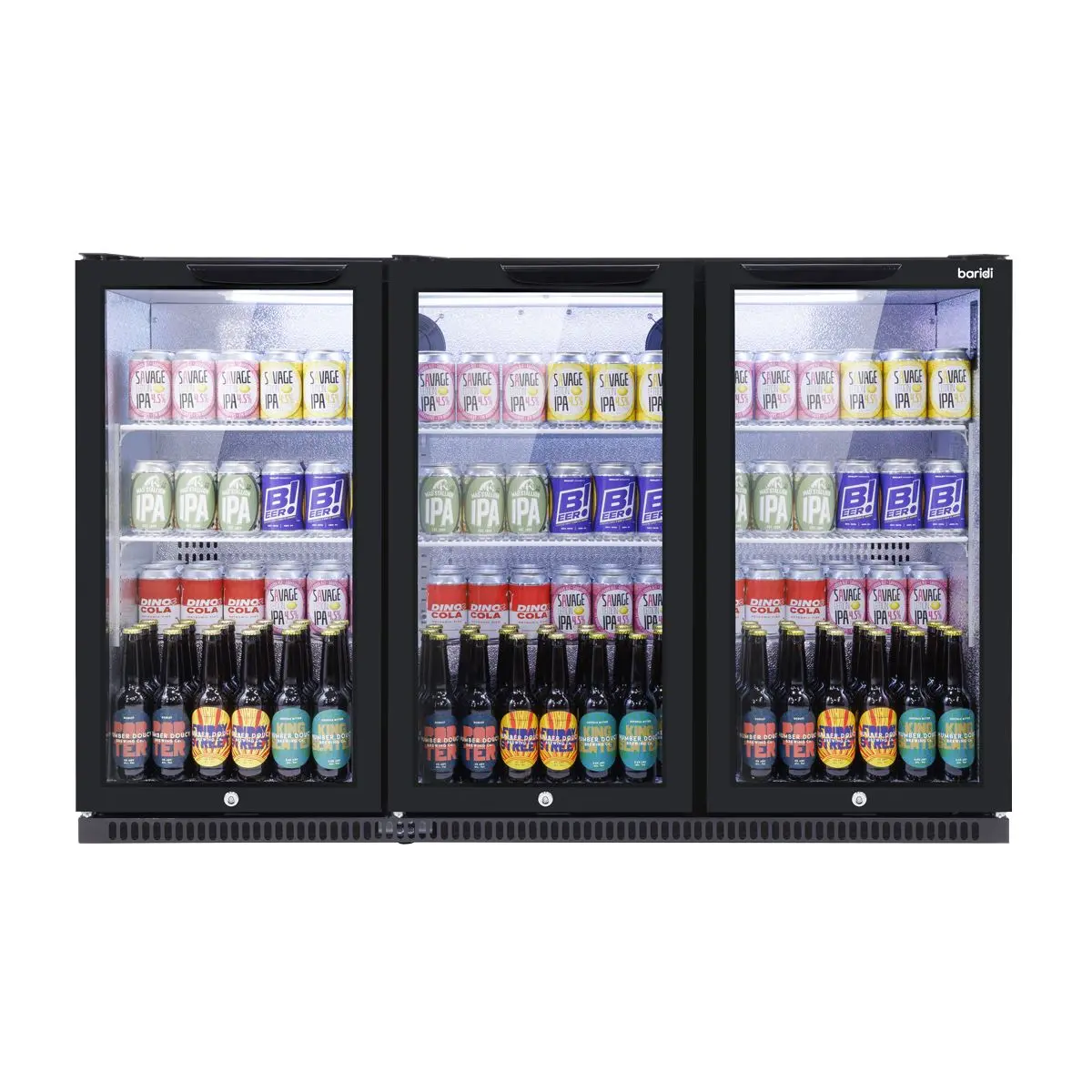 Baridi Hinged Triple Door, Back Bar Drinks Fridge/Cooler, 307L Capacity - Image 12