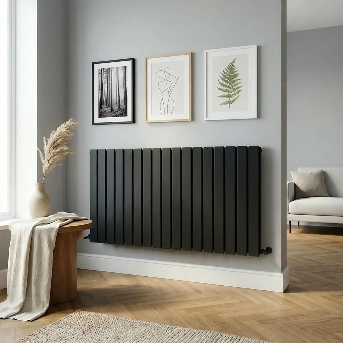 Baridi Horizontal Radiator Contemporary Double Flat Panel Design 600 x 1190mm – Black - Image 4