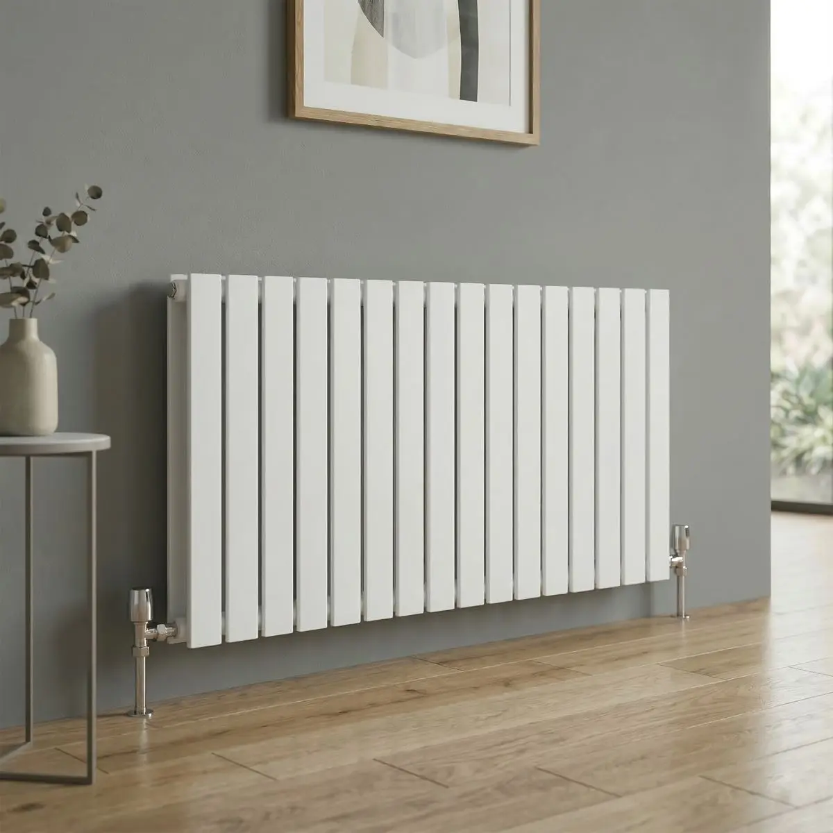 Baridi Horizontal Radiator Contemporary Double Flat Panel Design 600 x 1190mm – White - Image 6