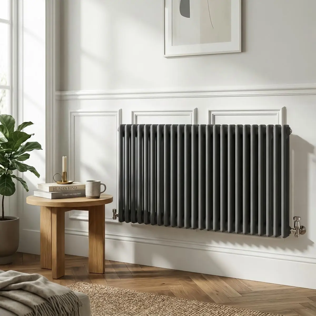 Baridi Horizontal Traditional 2 Column Radiator 600 x 1147mm – Anthracite - Image 2
