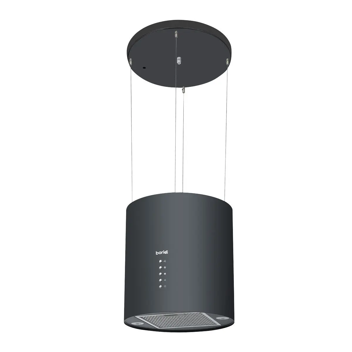 Baridi Island Cooker Hood, Pendant Style, Ø35cm, 3-Speed, Black