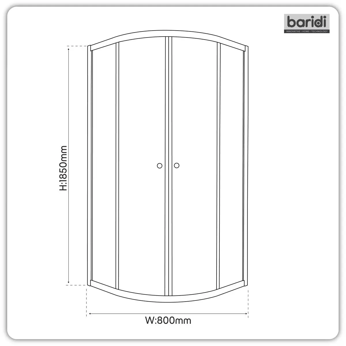 Baridi Quadrant Shower Entry Enclosure 800 x 800 x 1850mm with 6mm Tempered Glass - Chrome - Image 8