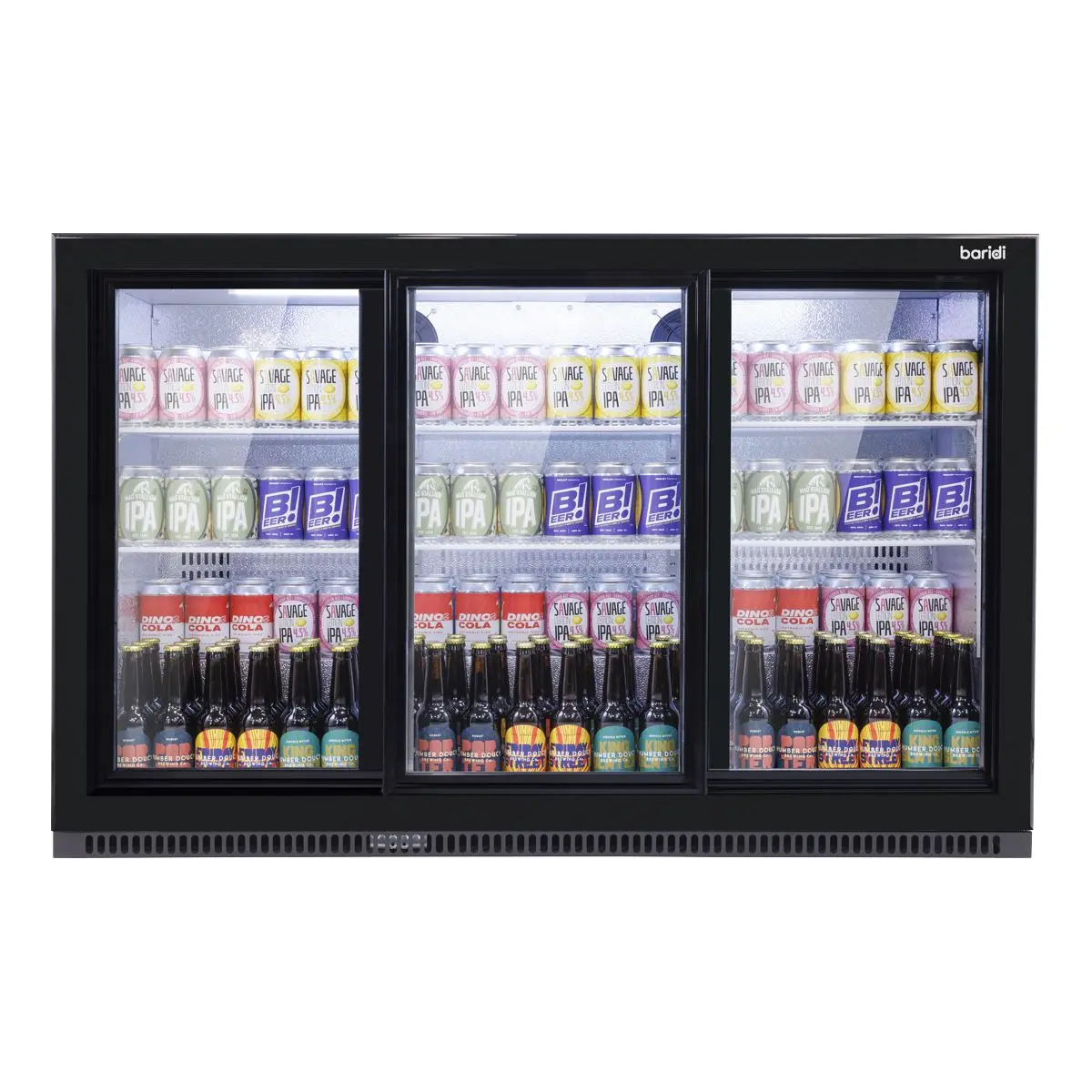 Baridi Sliding Triple Door, Back Bar Drinks Fridge/Cooler, 307L Capacity - Image 8