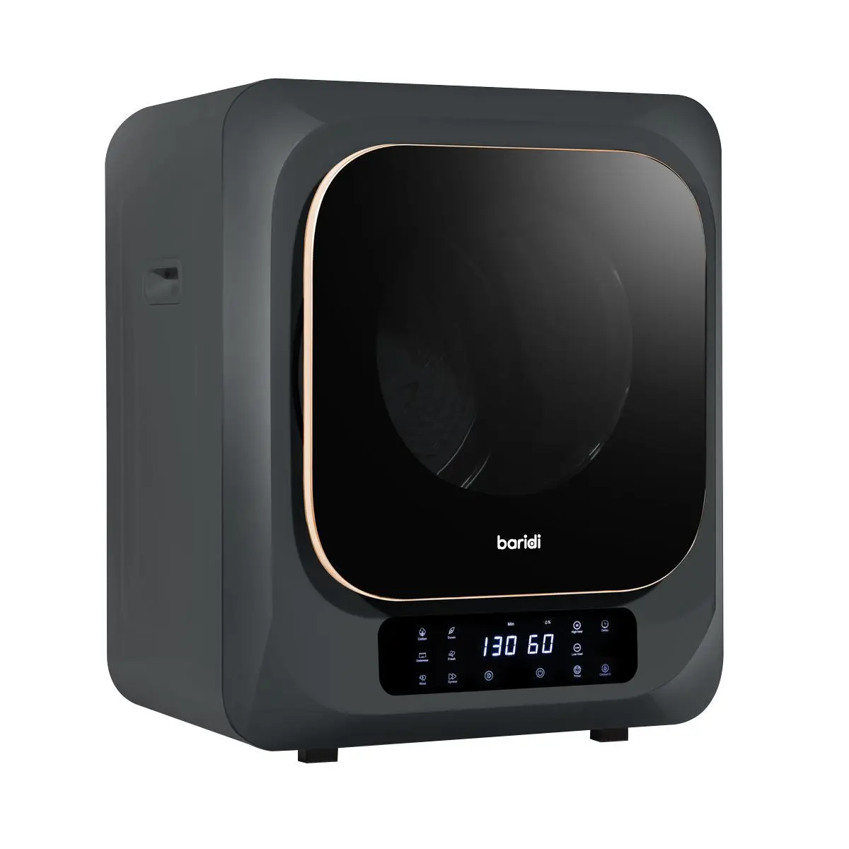 Baridi Small Tumble Dryer, Portable, 2.5kg, Vented, Perfect for Counter Top or Wall Mounted Use with Digital Controls, Compact, Black Mini Spin Dryer - DH229