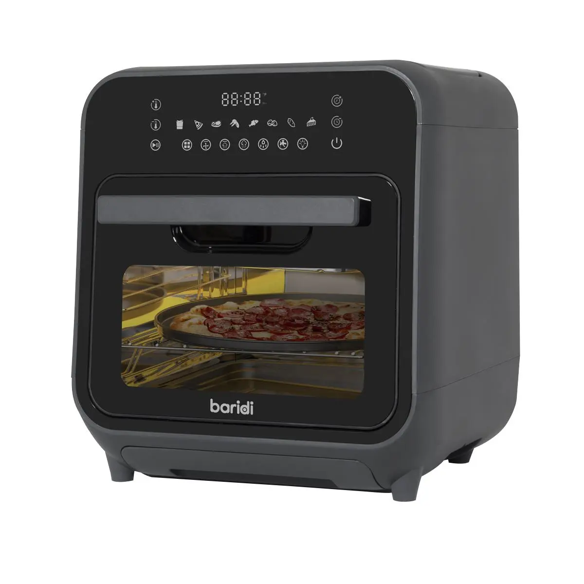 Baridi Steam Air Fryer Oven, Self-Cleaning, 8 Preset Programs, 1635W, 15L, Black - Image 3