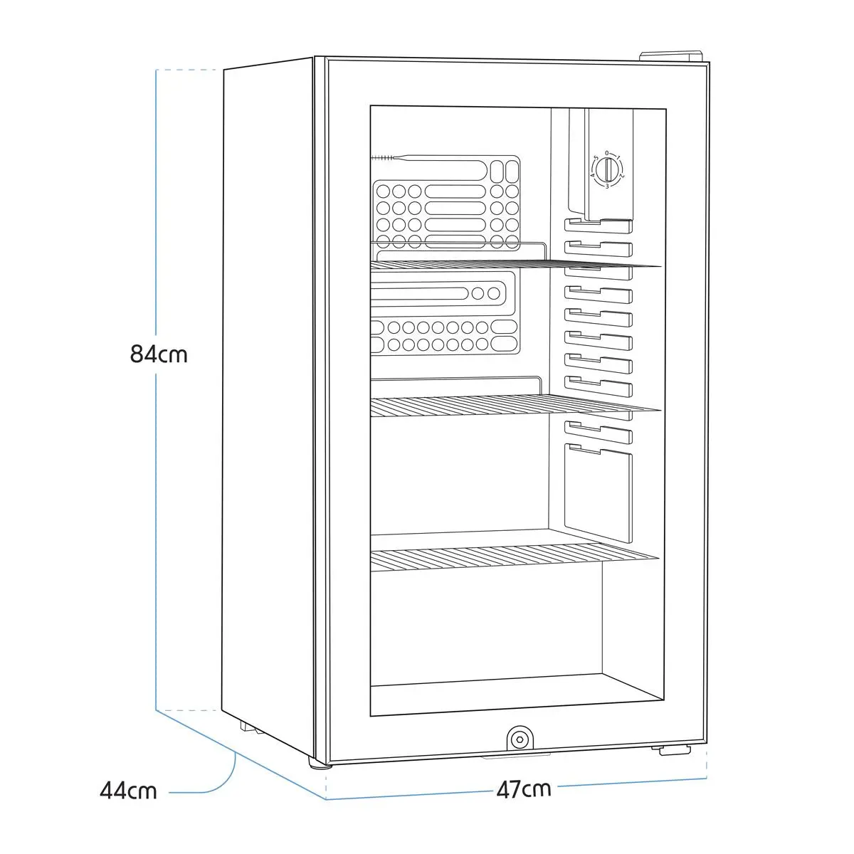 Baridi Under Counter Wine/Drink/Beverage Cooler/Fridge, Built-In Thermostat, Light, Security Lock, 85 Litre – Black - Image 17