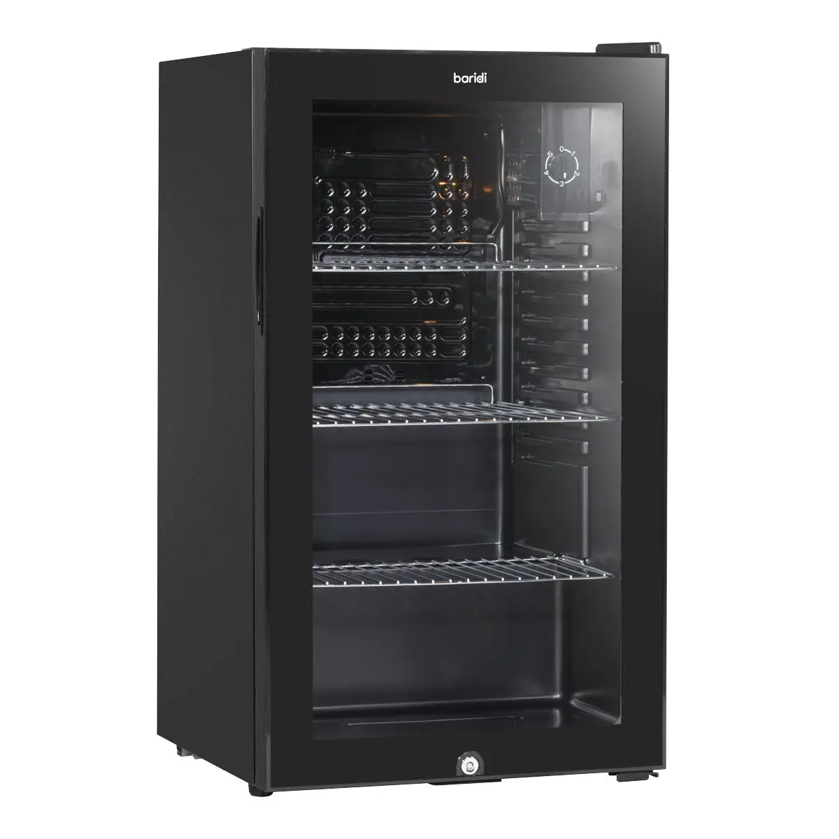 Baridi Under Counter Wine/Drink/Beverage Cooler/Fridge, Built-In Thermostat, Light, Security Lock, 85 Litre – Black - Image 4