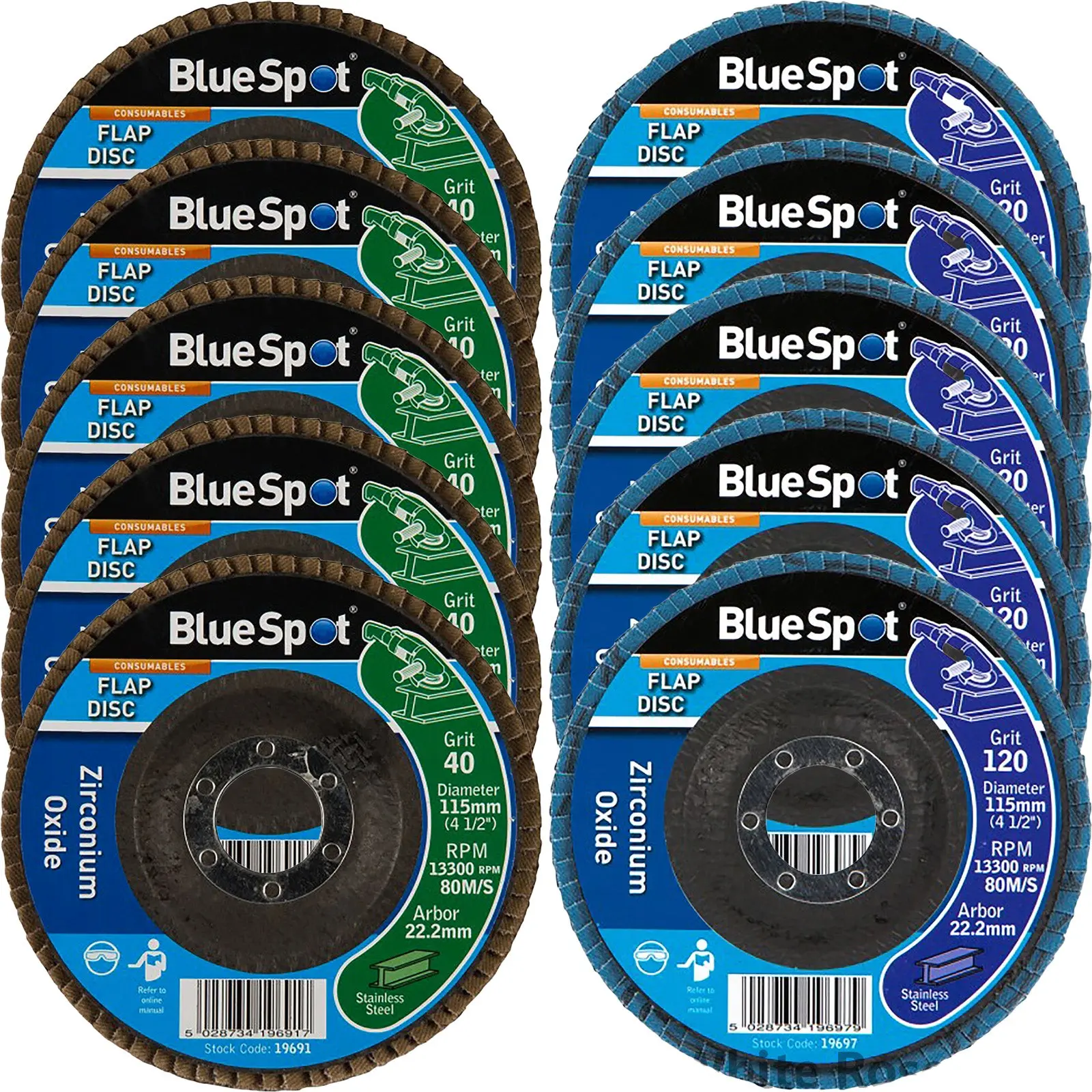 BlueSpot 115mm Zirconium Oxide Flap Sanding Discs 40-120 Grit - Image 12