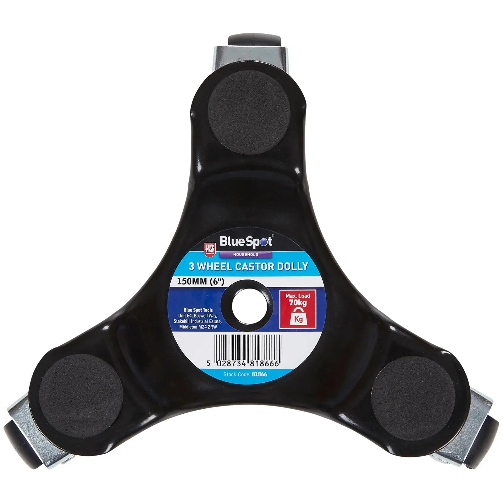 BlueSpot 3 Wheel Castor Dolly 150mm 70kg Load Capacity - Image 2