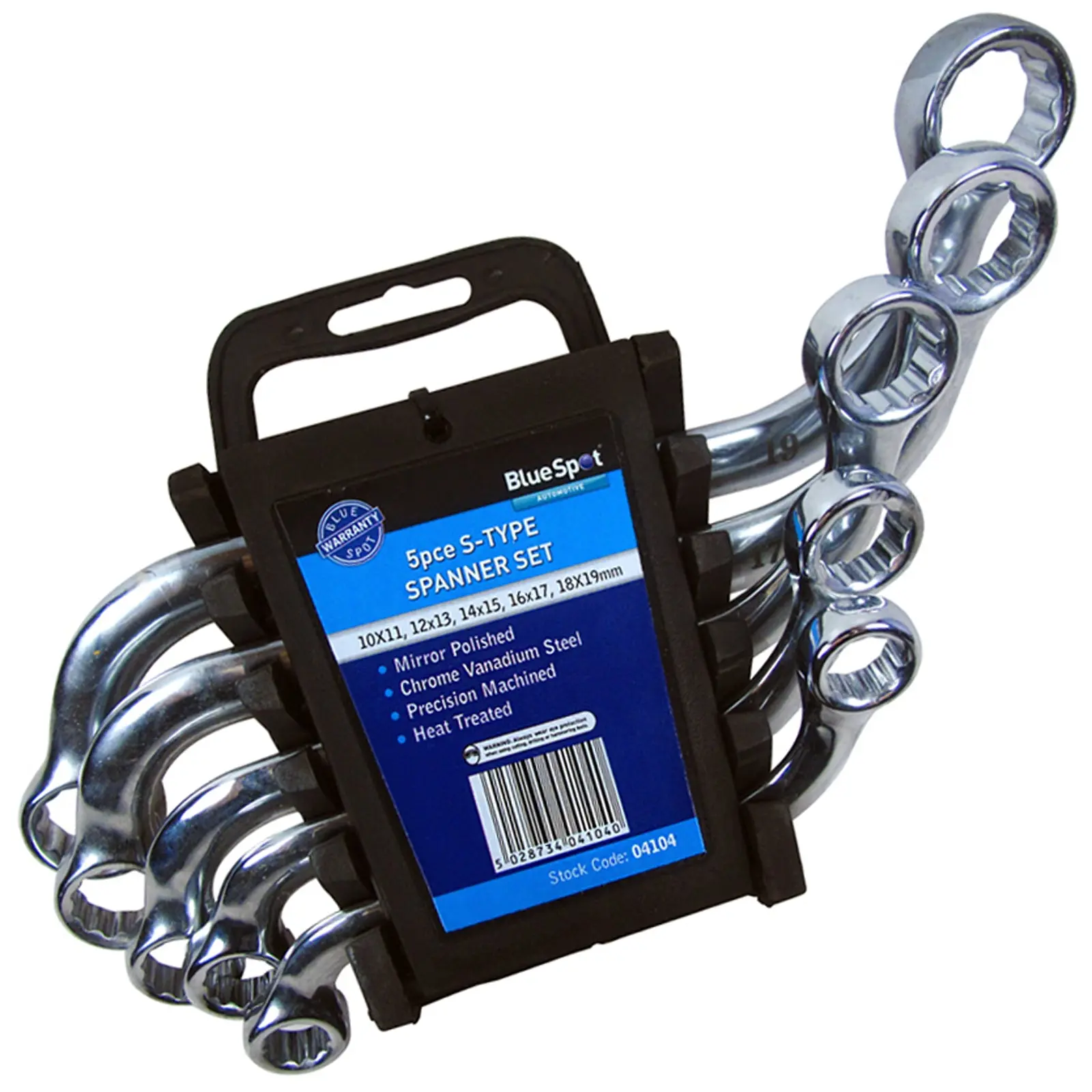 BlueSpot 5 Piece S-Type Spanner Set 10-19mm
