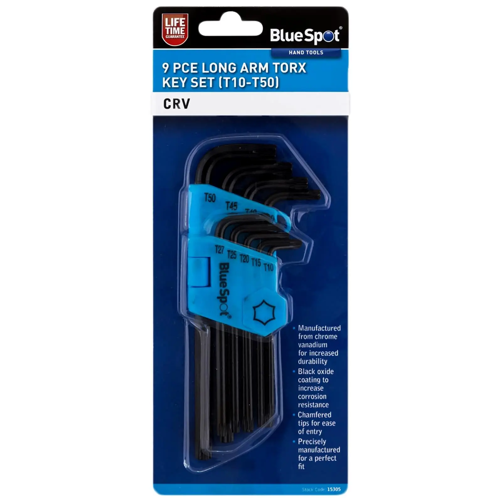 BlueSpot Torx Key Set Long Arm 9 Piece T10-T50 - Image 2