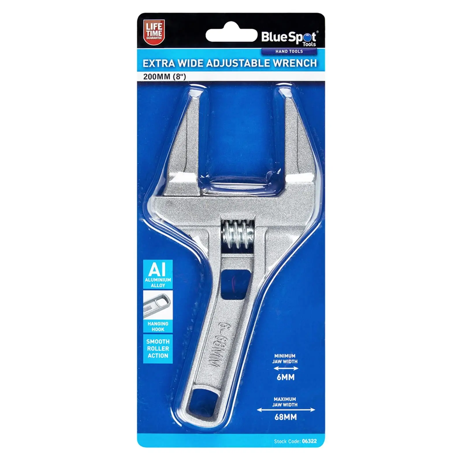 BlueSpot Adjustable Wrench Extra Wide 200mm 8in Jaw Width 68mm - Image 2