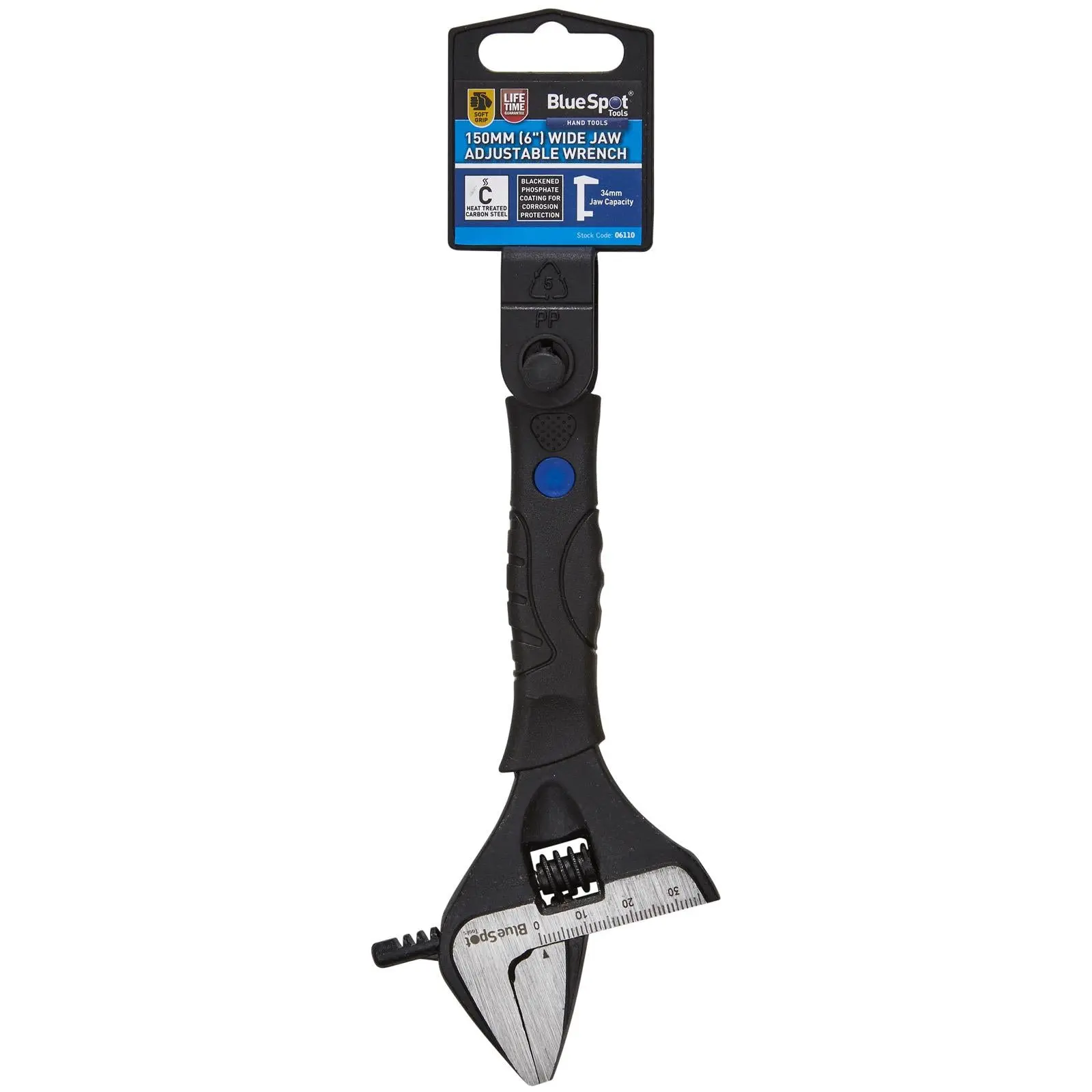 BlueSpot Adjustable Wrench Wide Jaw 150mm 6in Jaw Capacity 34mm - Image 2