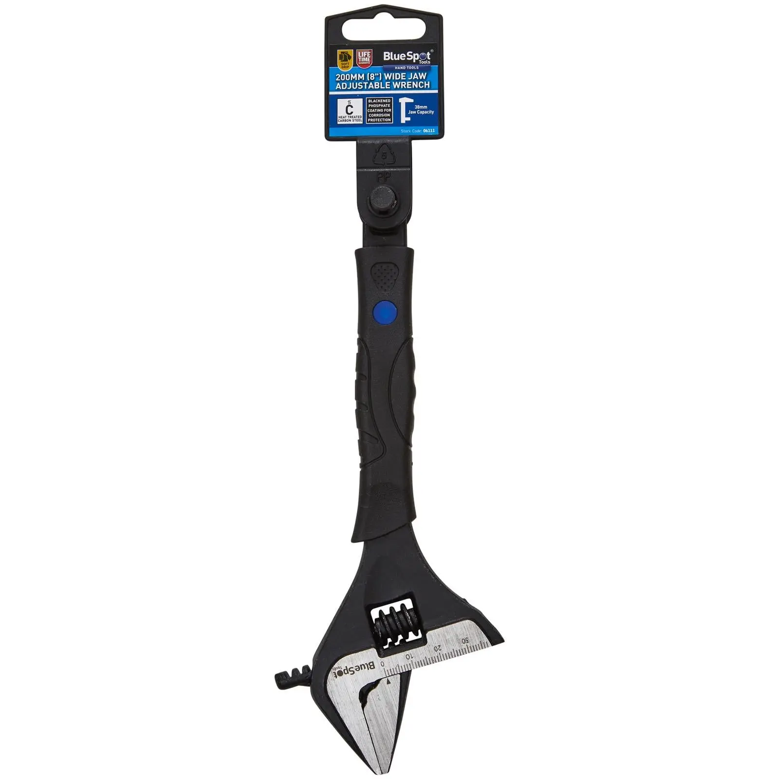 BlueSpot Adjustable Wrench Wide Jaw 200mm 8in Jaw Capacity 39mm - Image 2