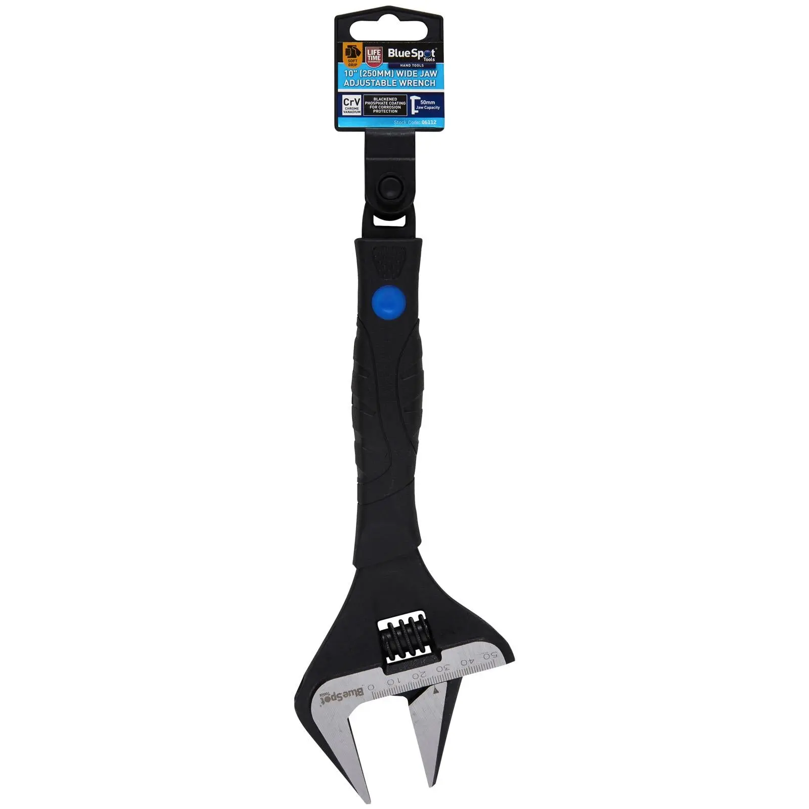 BlueSpot Adjustable Wrench Wide Jaw 250mm 10in Jaw Capacity 50mm - Image 2