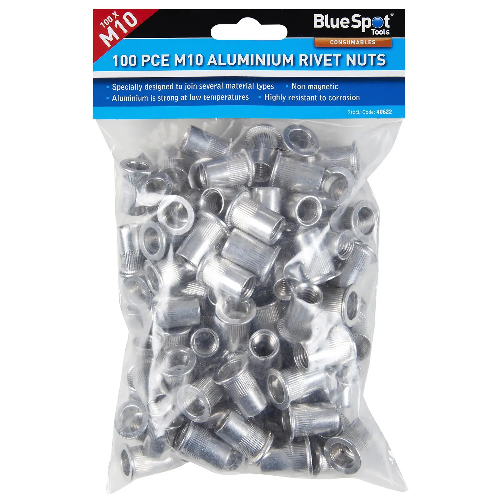 BlueSpot Aluminium Rivet Nuts M10 100 Piece Rivnuts - Image 3