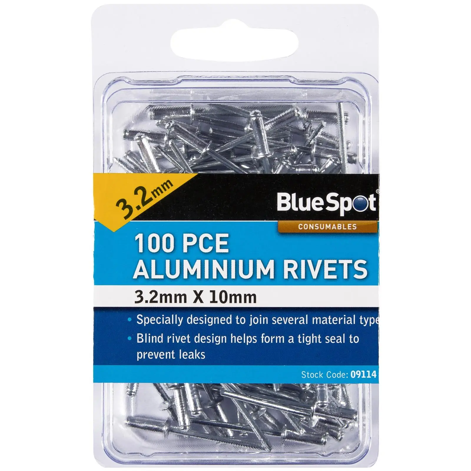 BlueSpot Aluminium Rivets 3.2 x 10mm 100 Piece
