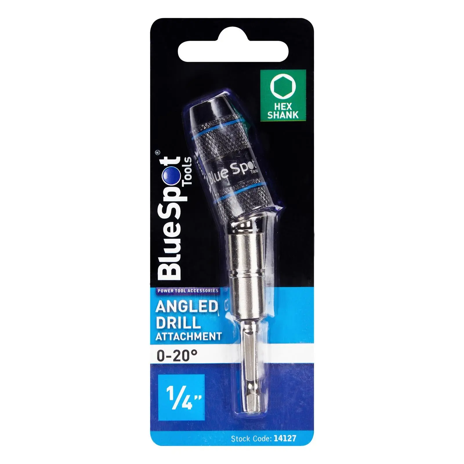 BlueSpot Bit Holder Hex Shank 1/4" Drive 0-20° Angled Offset Drill Attachment - Image 2