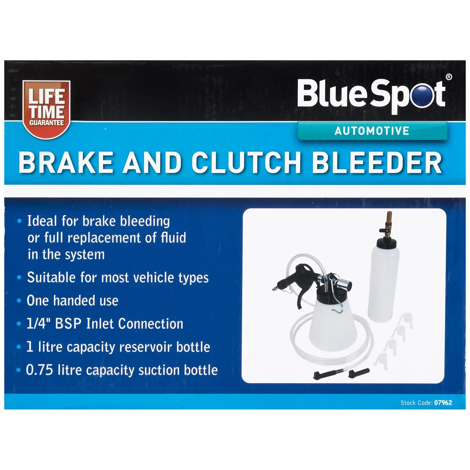BlueSpot Brake and Clutch Bleeder 1L with 1/4" BSP Inlet One Handed Use - Image 3