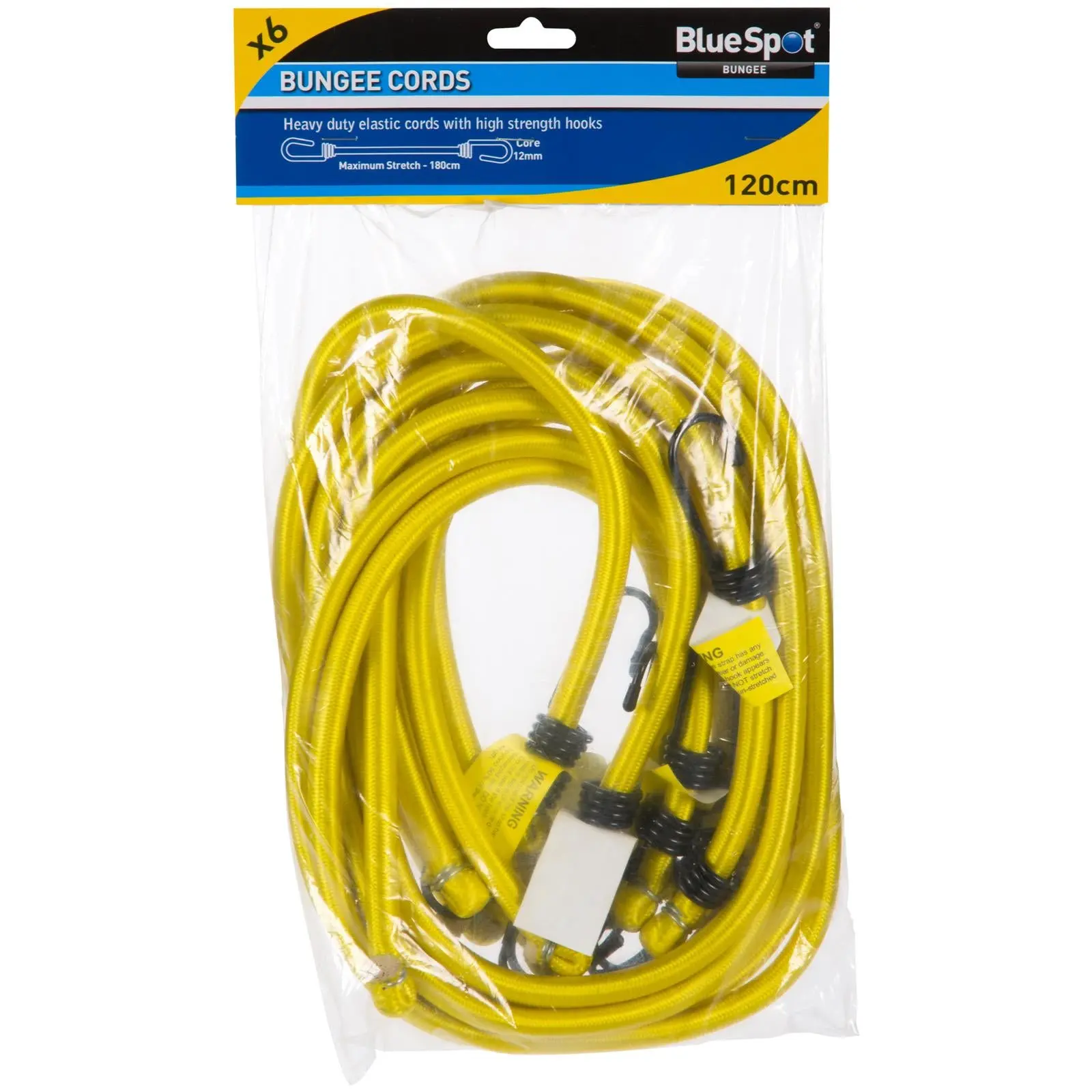 BlueSpot Bungee Cord Set 120cm Yellow 6 Piece - Image 2