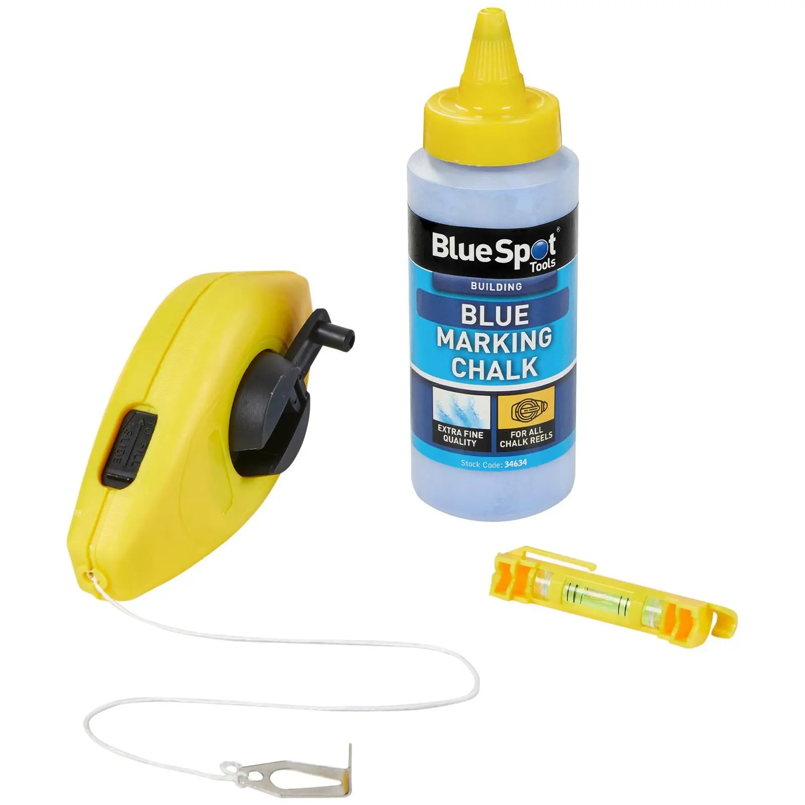BlueSpot Chalk Line Set 15m Line Chalk and Level 3 Piece - Image 2