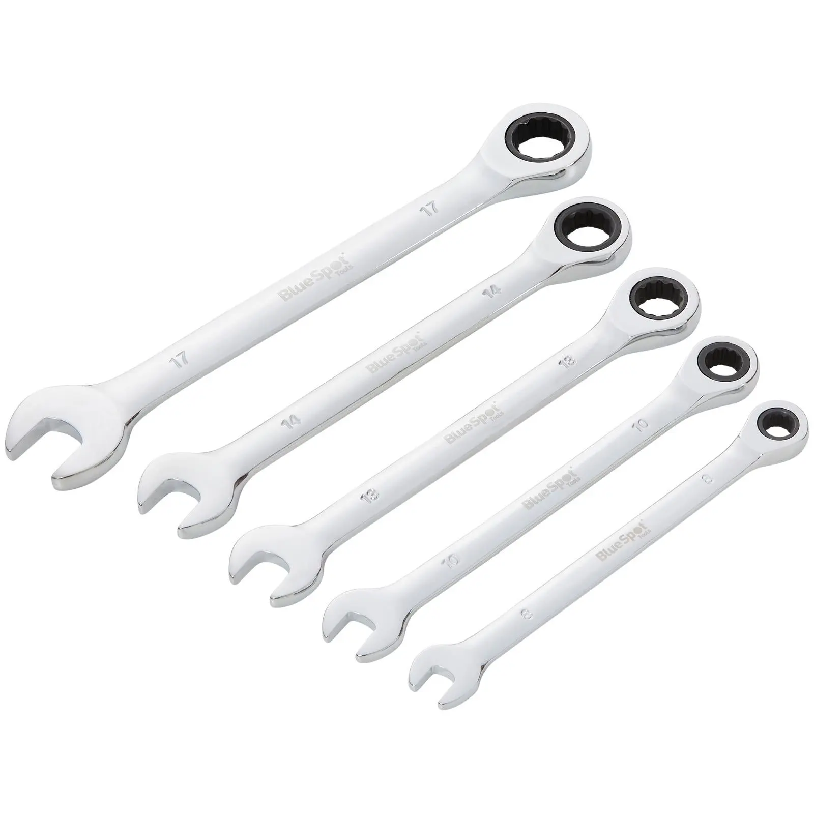 BlueSpot Combination Ratchet Spanner Set 8-17mm 5 Piece - Image 2
