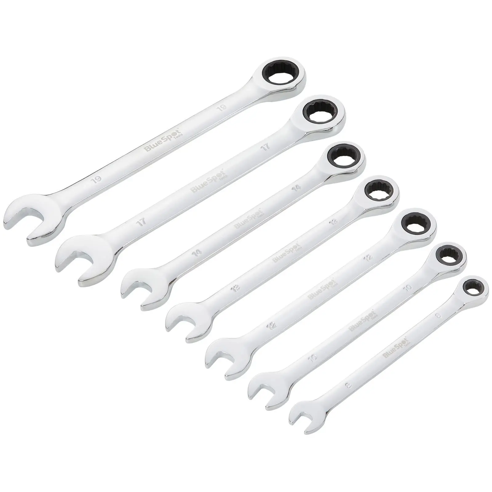 BlueSpot Combination Ratchet Spanner Set 8-19mm 7 Piece - Image 2
