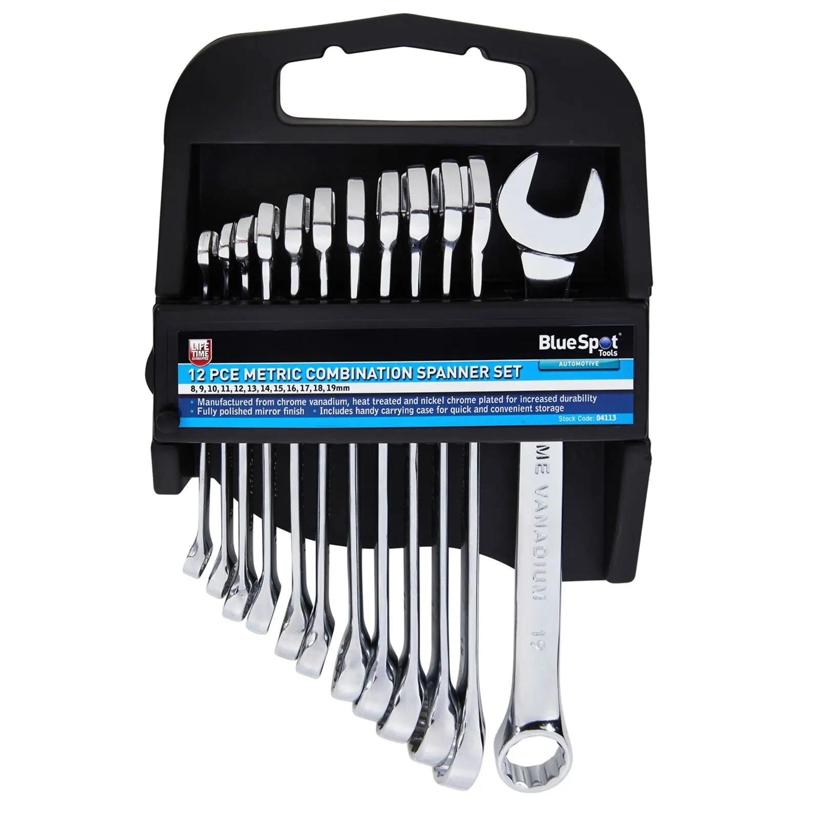 BlueSpot Combination Spanner Set 12 Piece 8-19mm Metric