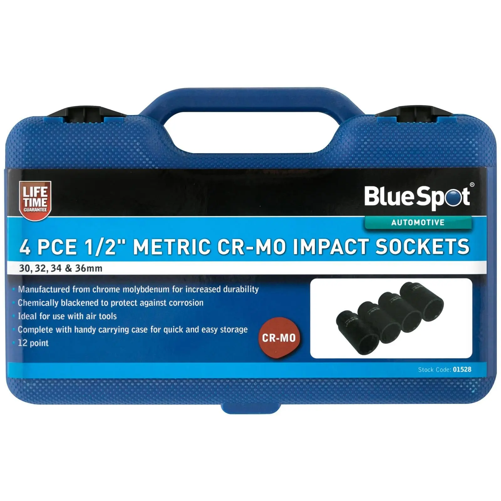 BlueSpot Deep Impact Socket Set 1/2" Drive Chrome Molybdenum 30-36mm 4 Piece - Image 2