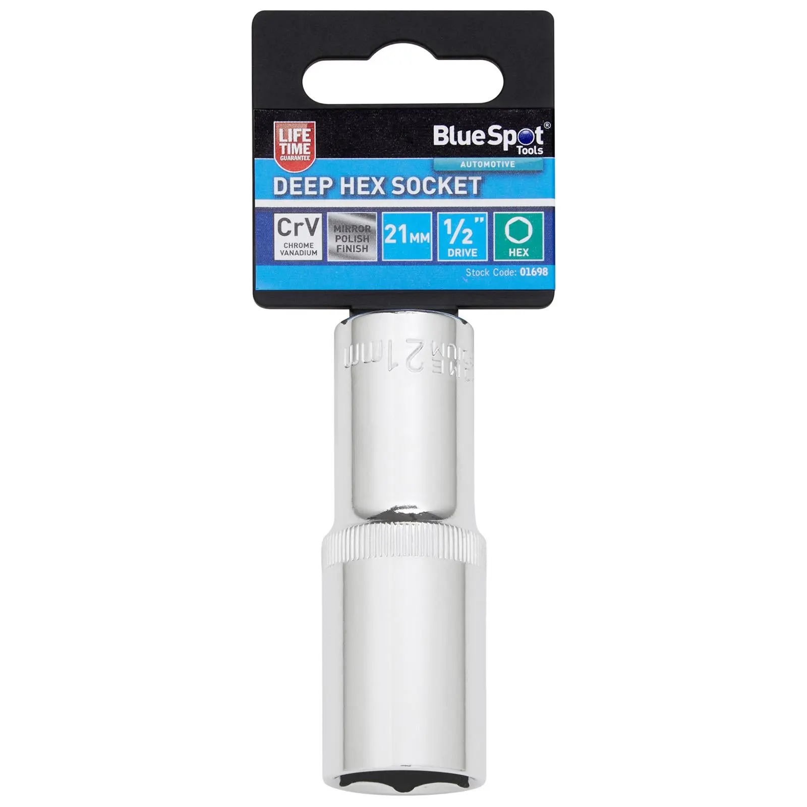 BlueSpot Deep Socket 1/2" Drive 6 Point Hex Chrome Individual 8-32mm - Choose Size - Image 4