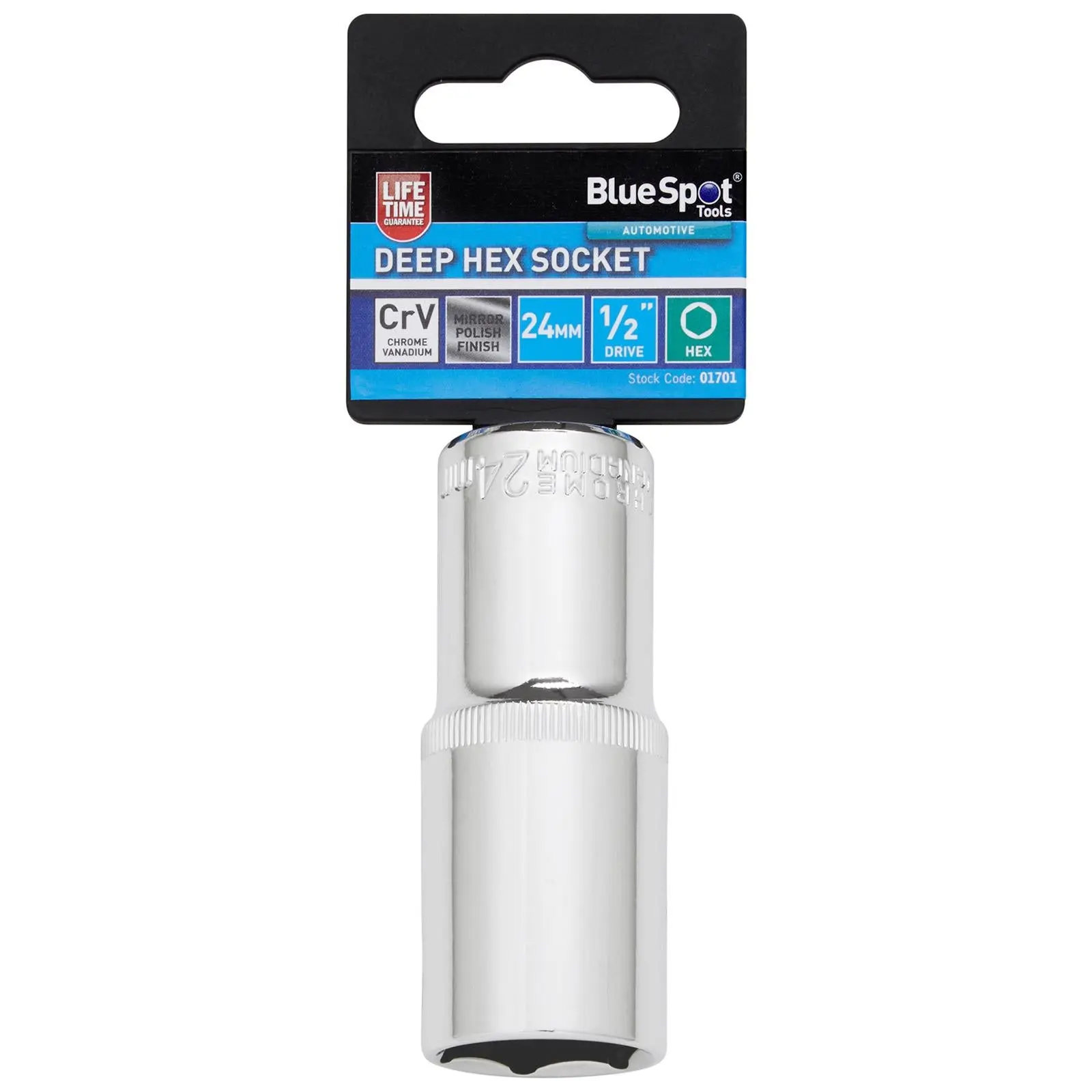 BlueSpot Deep Socket 1/2" Drive 6 Point Hex Chrome Individual 8-32mm - Choose Size - Image 5