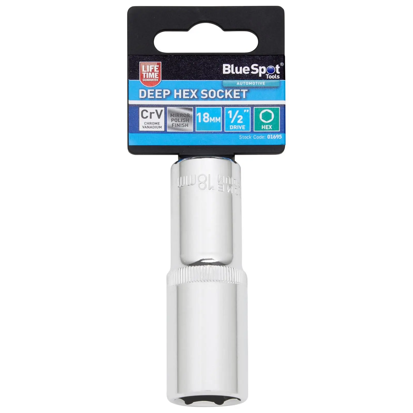 BlueSpot Deep Socket 1/2" Drive 6 Point Hex Chrome Individual 8-32mm - Choose Size - Image 8
