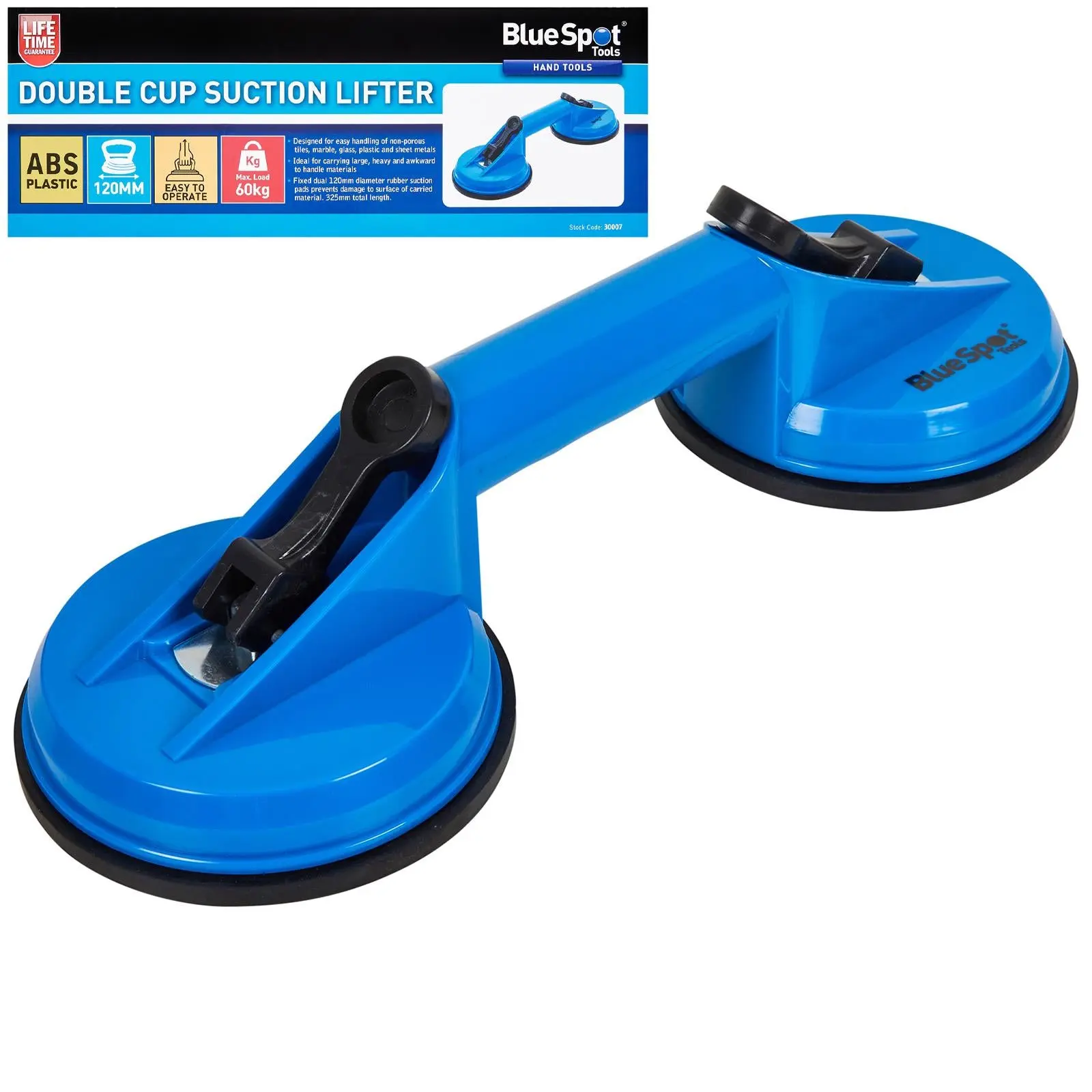 BlueSpot Double Suction Cup Lifter 60kg Capacity