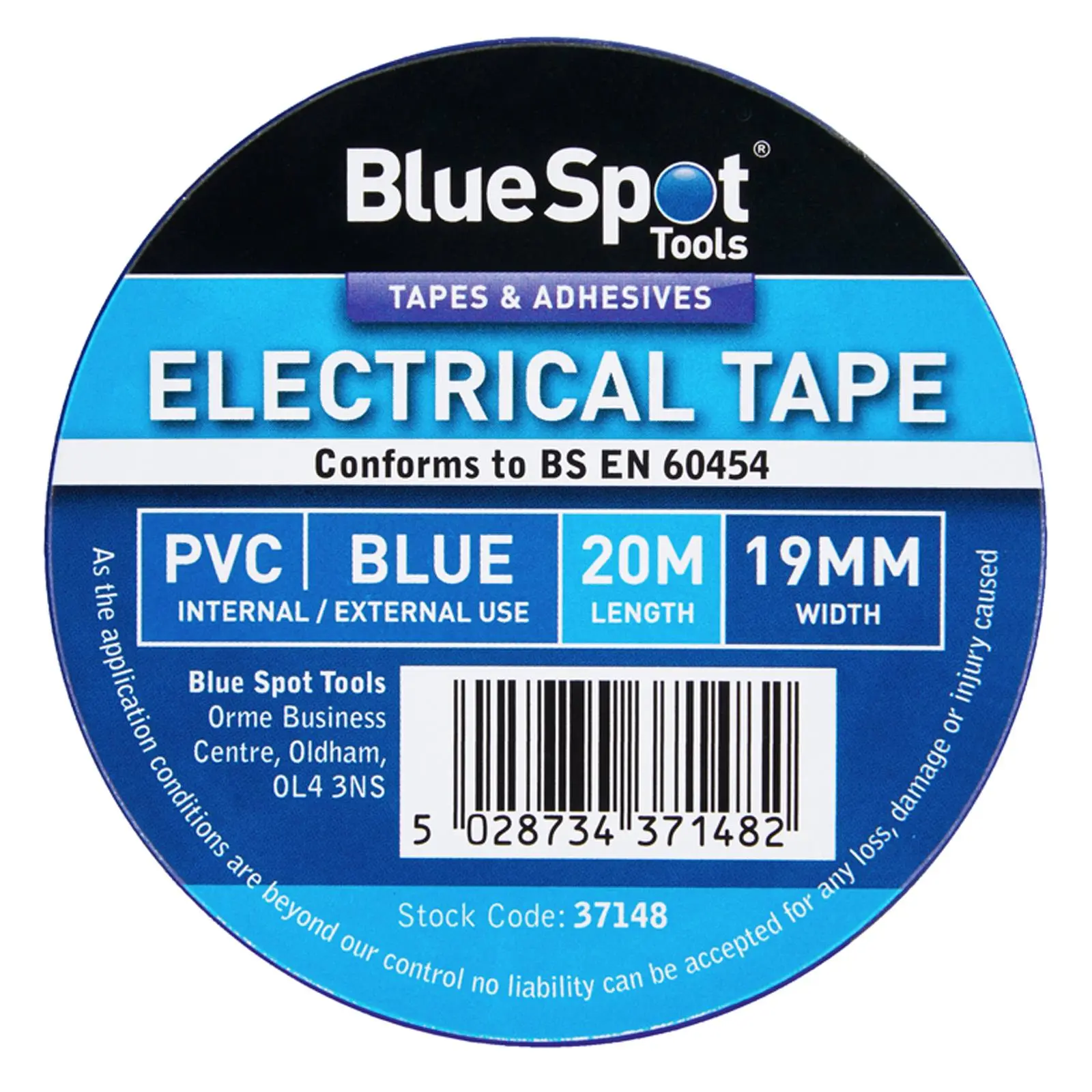 BlueSpot Electrical Insulation Tape Blue PVC 19mm x 20m - Image 3