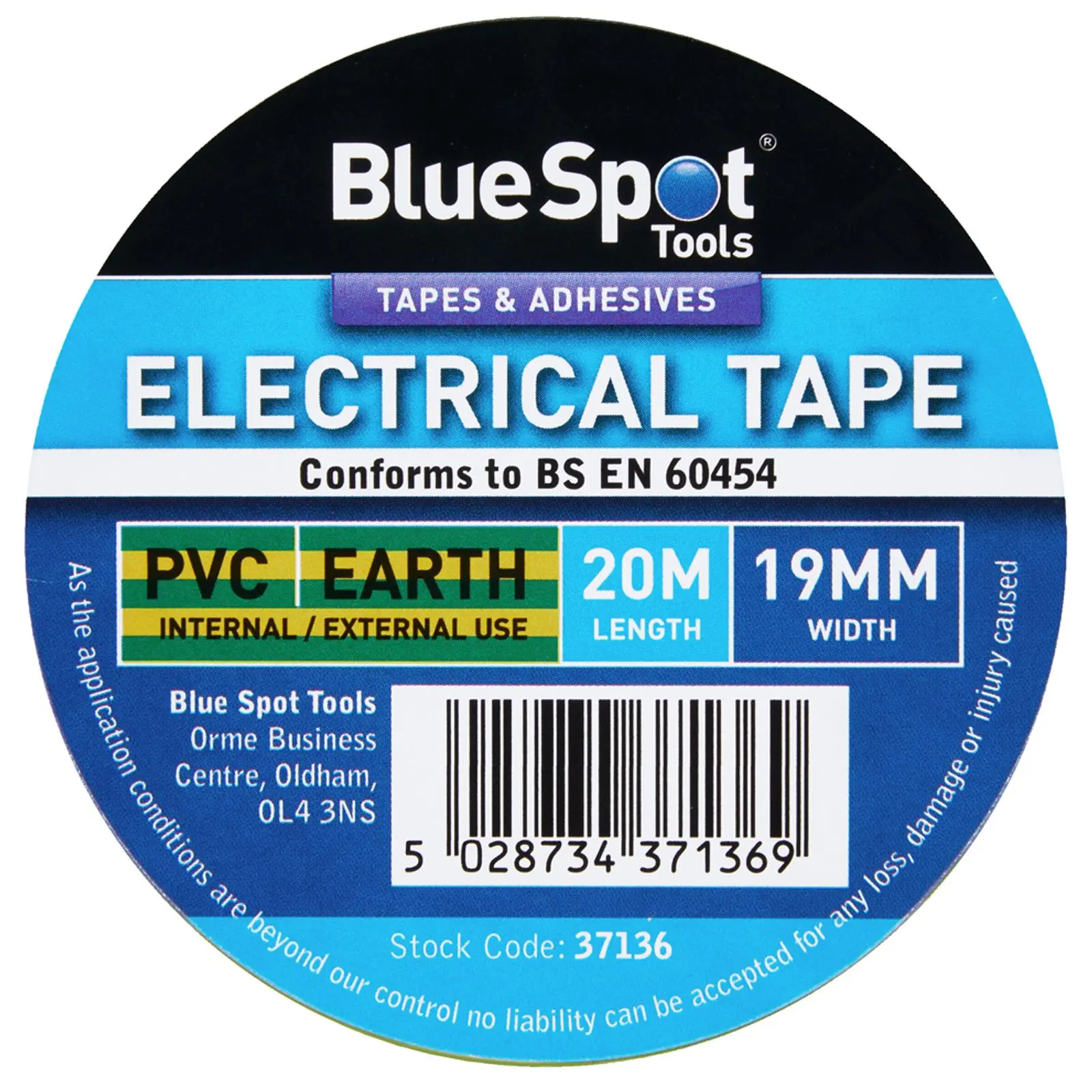 BlueSpot Electrical Insulation Tape Earth (Yellow and Green) PVC 19mm x 20m - Image 2